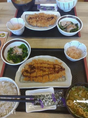 大場 久々にと友達とモーニングカツ定食